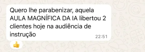 Aluno relata resultado prático em audiência de instrução